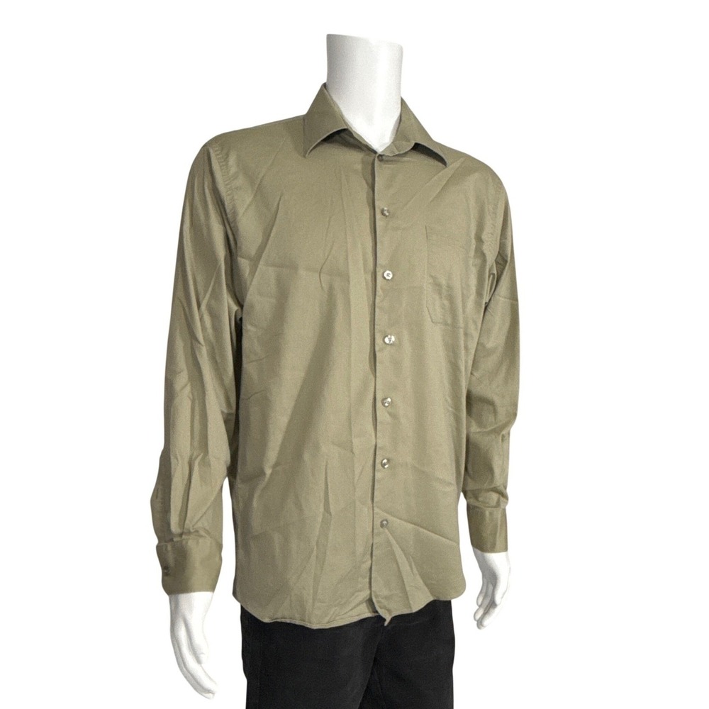 Kenneth Cole‎ Reaction Mens Slim Fit Button Down Shirt Olive Green Large - Picture 2 of 9